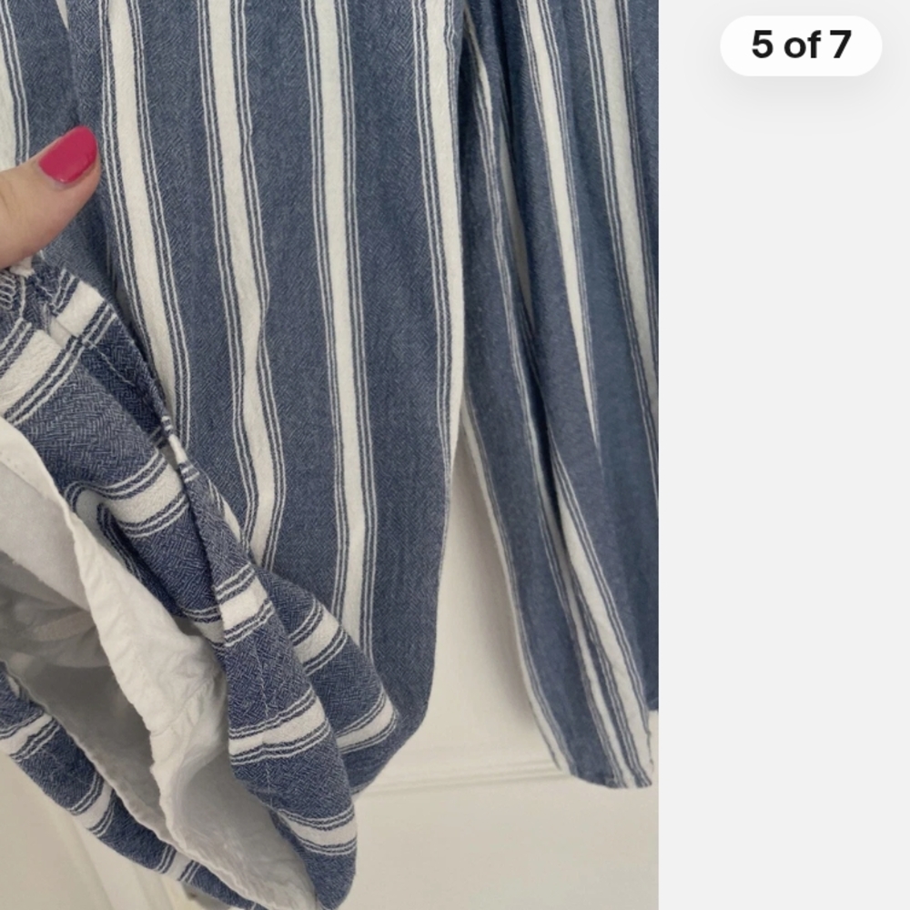 Hollister Blue and White Striped Wide Leg Pants